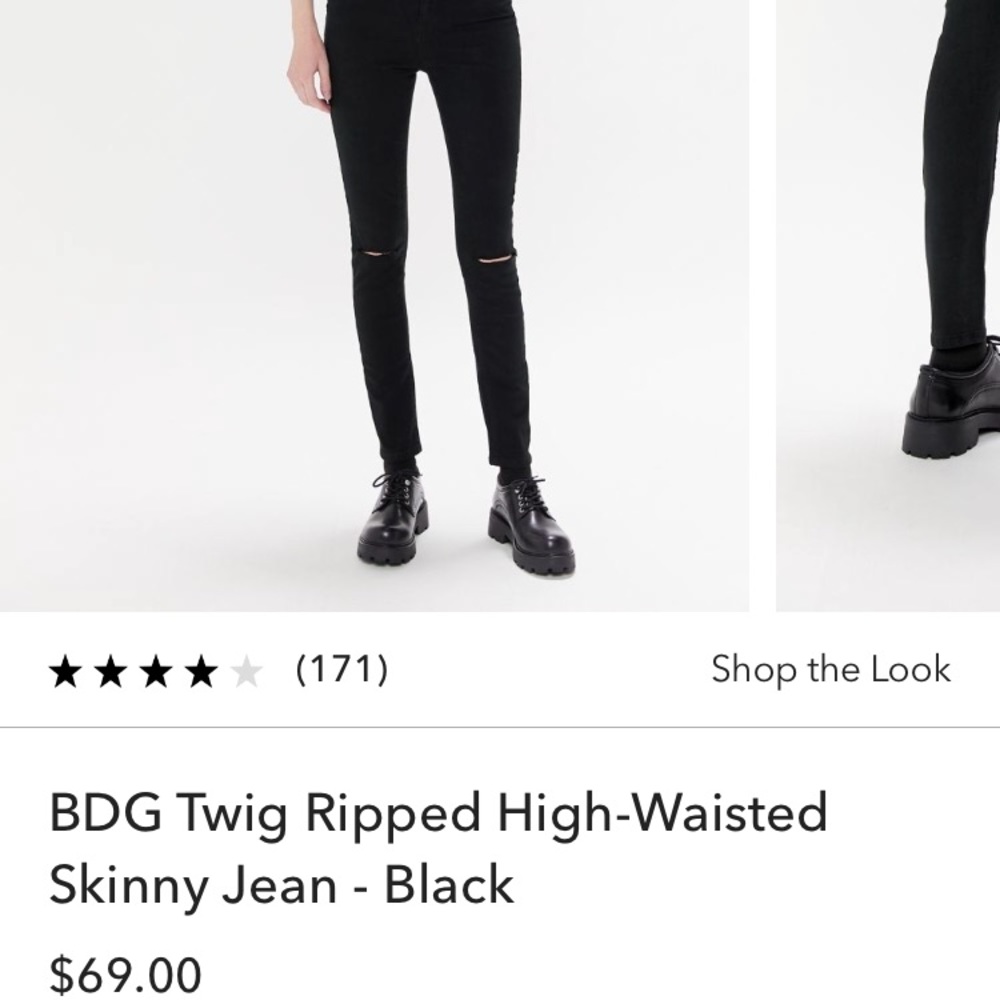 BDG Black Slit Knee High Waisted Skinny Jeans